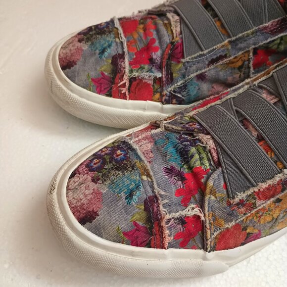Blowfish Marley Floral Patchwork Sneaker 8 Distressed Canvas Slip On Shoes - Picture 5 of 7